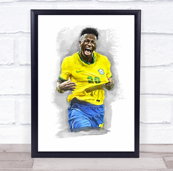 Footballer Vinicius Jr Brazil Football Player Watercolor Wall Art Print