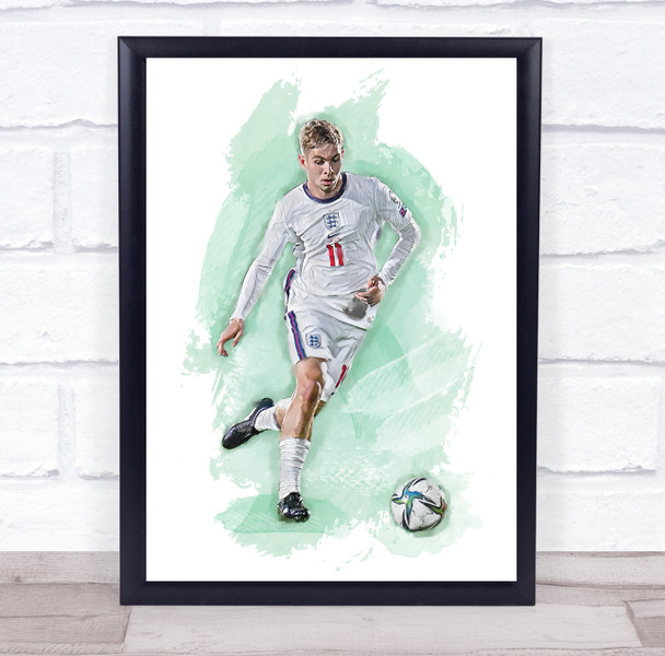 Footballer Emile Smith Rowe Football Player Watercolor Wall Art Print