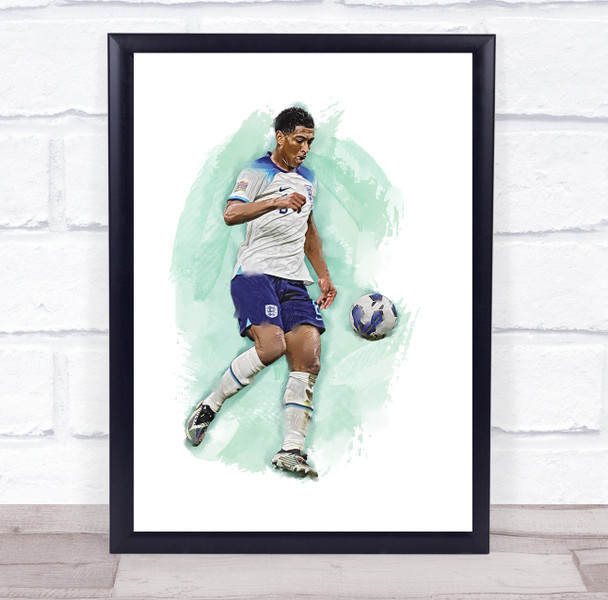 Footballer Jude Bellingham Football Player Watercolor Wall Art Print