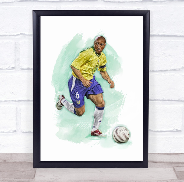 Footballer Reberto Carlos Football Player Watercolor Wall Art Print