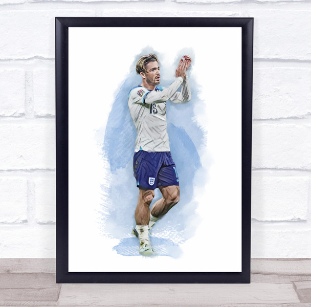 Footballer Jack Grealish Football Player Watercolor Wall Art Print