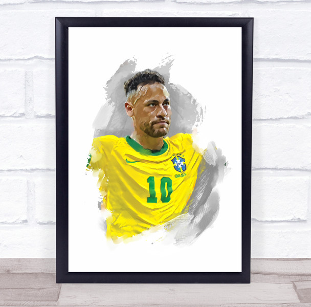 Footballer Neymar Brazil Football Player Watercolor Wall Art Print