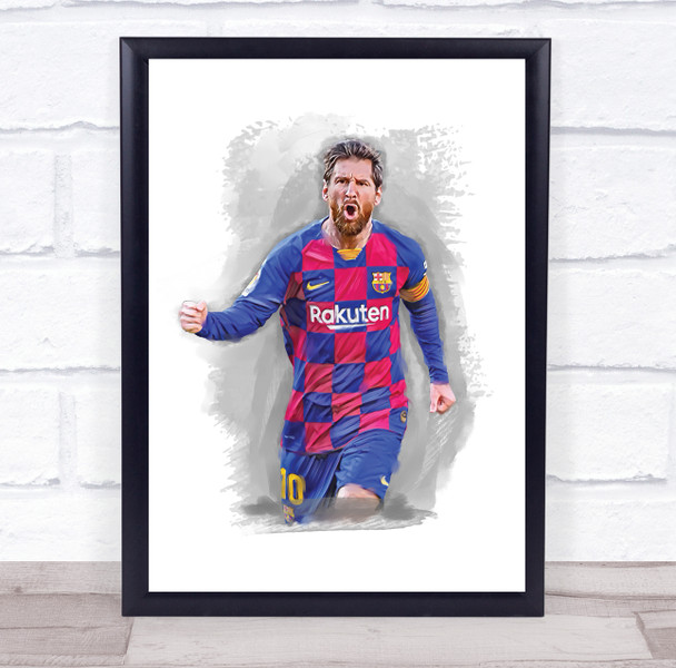 Footballer Lionel Messi Football Player Watercolor Wall Art Print