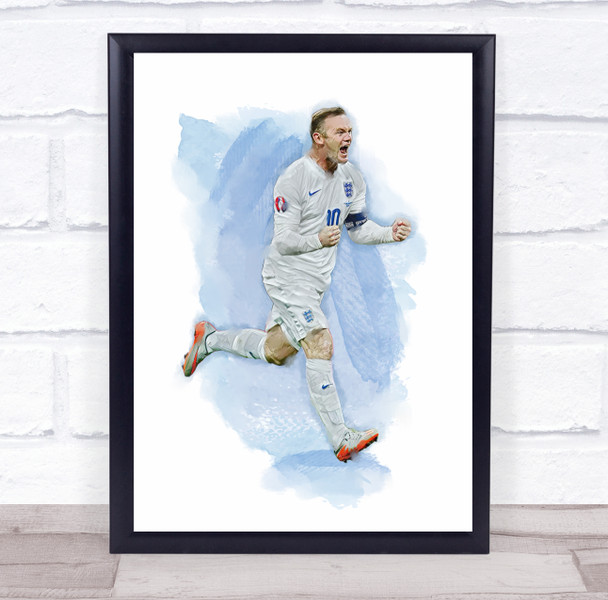 Footballer Wayne Rooney Football Player Watercolor Wall Art Print