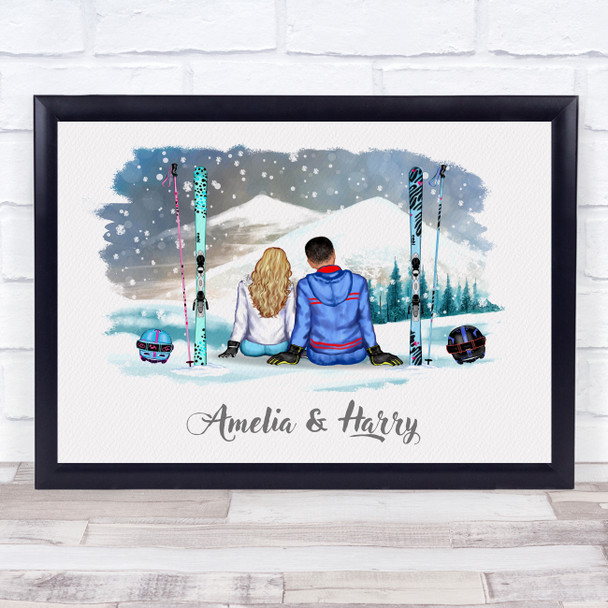 Ski Slopes Mountains Romantic Gift For Him or Her Personalized Couple Print