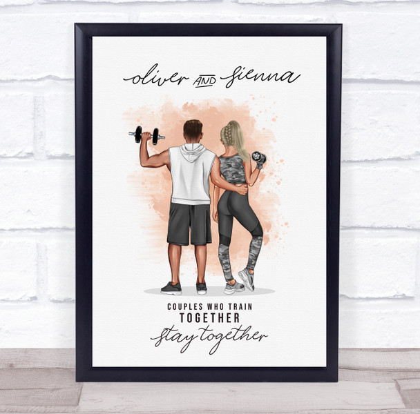 Peach Splash Gym Romantic Gift For Him or Her Personalized Couple Print