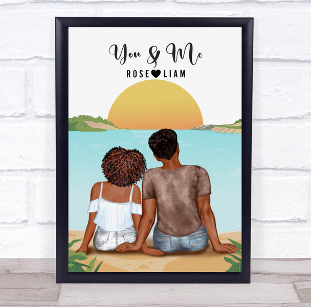 Sunset Ocean Beach Romantic Gift For Him or Her Personalized Couple Print