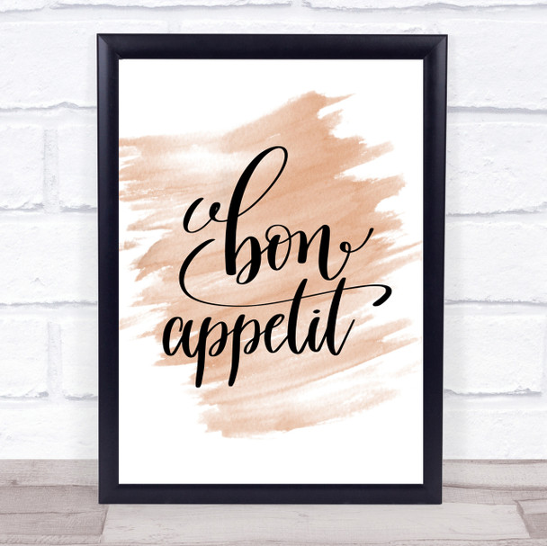 Bon Appetit Quote Print Watercolour Wall Art Bon Appetit Quote Print Watercolour Wall Art