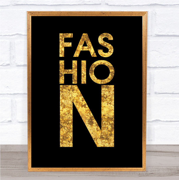 Black & Gold Fashion Big N Quote Wall Art Print