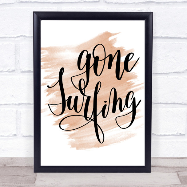 Gone Surfing Quote Print Watercolour Wall Art Gone Surfing Quote Print Watercolour Wall Art