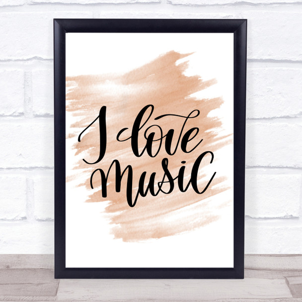I Love Music Quote Print Watercolour Wall Art I Love Music Quote Print Watercolour Wall Art