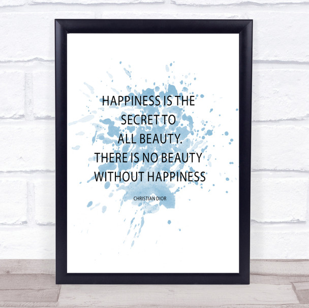 Christian Dior Secret To Beauty Quote Print Blue Watercolour