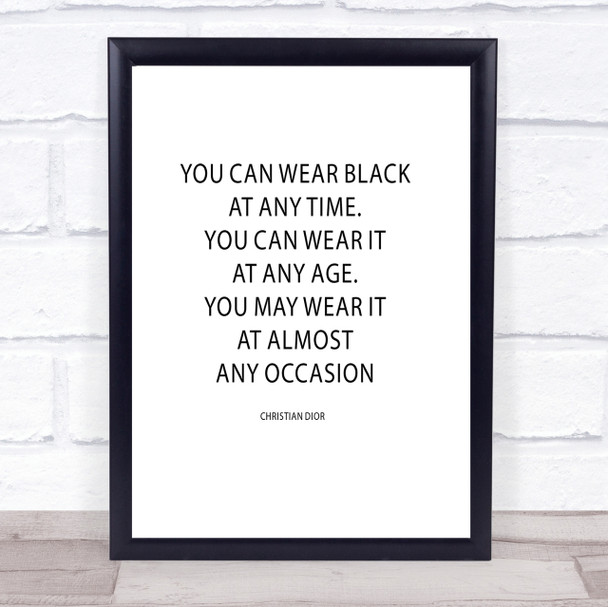 Christian Dior Wear Black Quote Print Poster Typography Word Art Picture