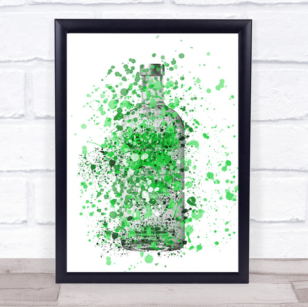 Watercolour Splatter Absolutely Lime Vodka Bottle Wall Art Print