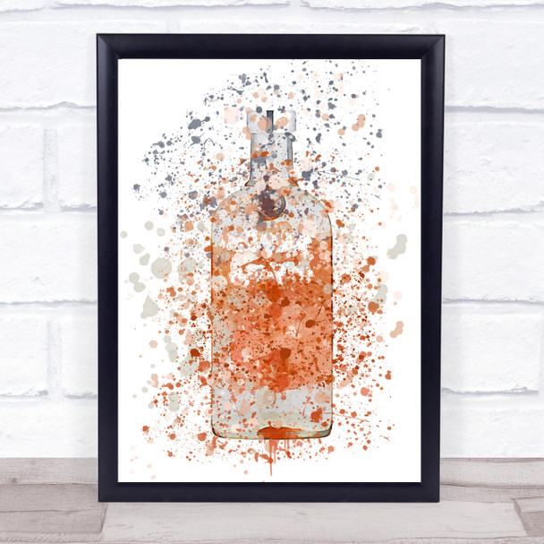 Watercolour Splatter Absolutely Peachy Vodka Bottle Wall Art Print