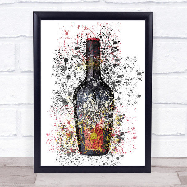 Watercolour Splatter Coffee Liqueur Bottle Wall Art Print