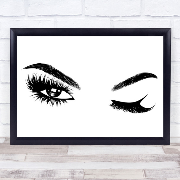 Sexy Winking Eyes Eyelashes Eyebrows Framed Wall Art Print