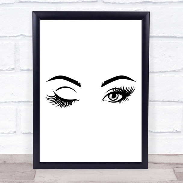 Winking Eyes Eyelashes Framed Wall Art Print