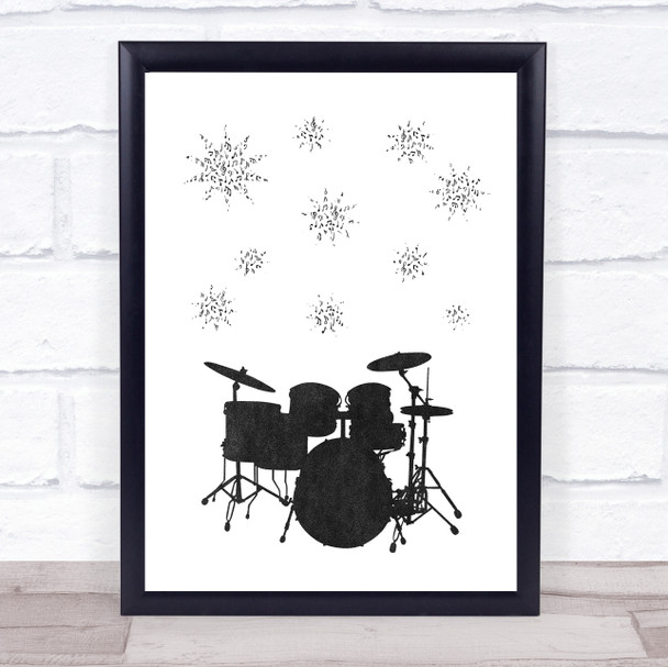 Music Note Style Chalk Drum Set Framed Wall Art Print