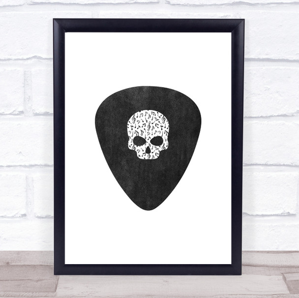 Music Note Style Chalk Guitar Plectrum Framed Wall Art Print