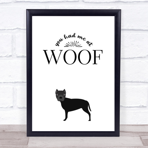 Dog Had Me At Woof Quote Typogrophy Wall Art Print