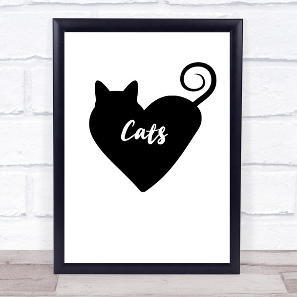 Heart Love Cats Quote Typogrophy Wall Art Print