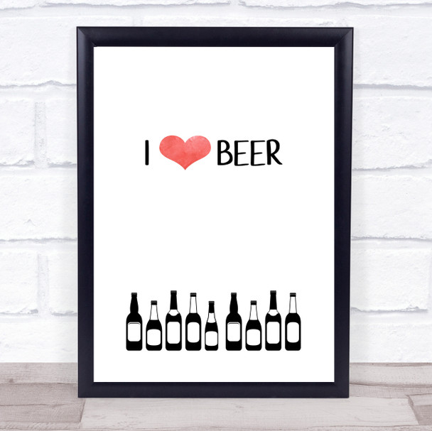 I Love Beer Quote Typogrophy Wall Art Print