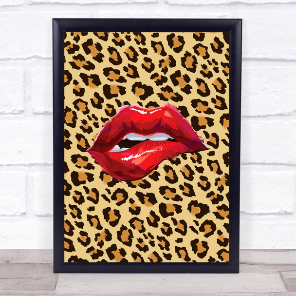 Red Lips Leopard Style Decorative Wall Art Print