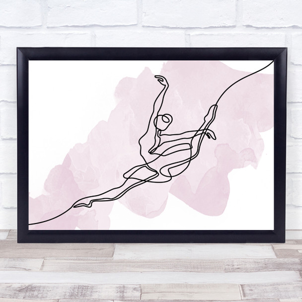 Watercolour Line Art Ballerina Ballet Dancer Decorative Wall Art Print
