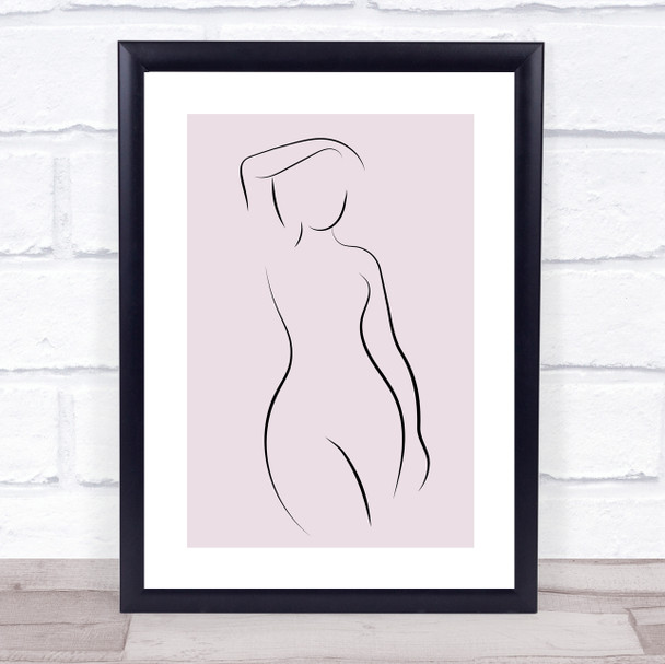 Block Colour Line Art Female Nude Naked Decorative Wall Art Print