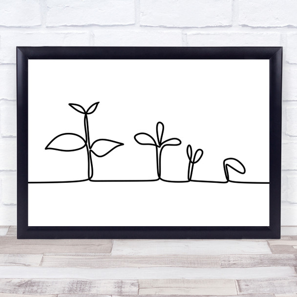 Black & White Line Art Plants Growing Decorative Wall Art Print