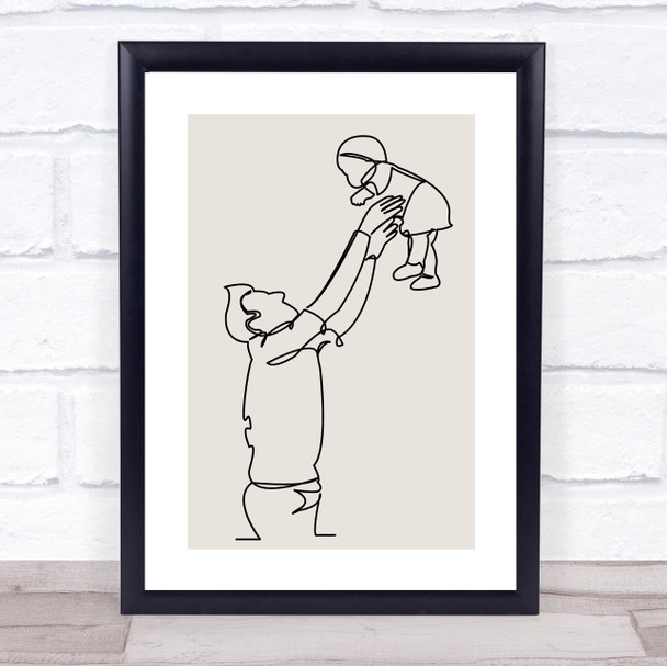 Block Colour Line Art Father And Baby Decorative Wall Art Print Block Colour Line Art Father And Baby Decorative Wall Art Print