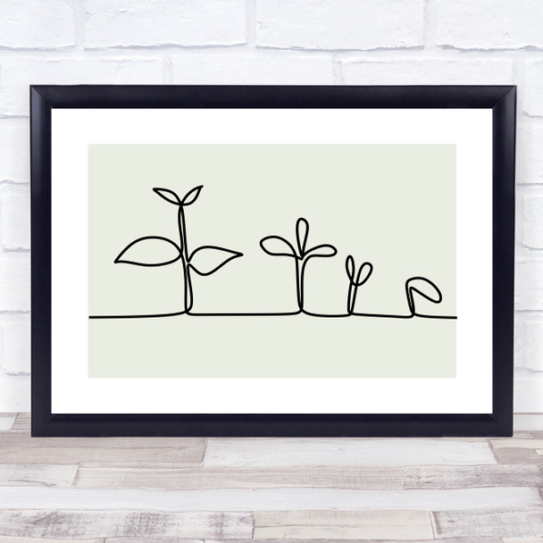 Block Colour Line Art Plants Growing Decorative Wall Art Print Block Colour Line Art Plants Growing Decorative Wall Art Print