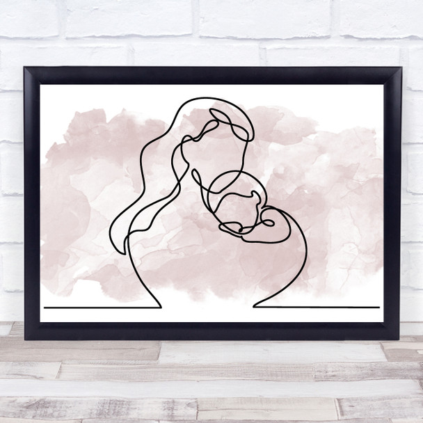 Watercolour Line Art Mother And Baby Decorative Wall Art Print