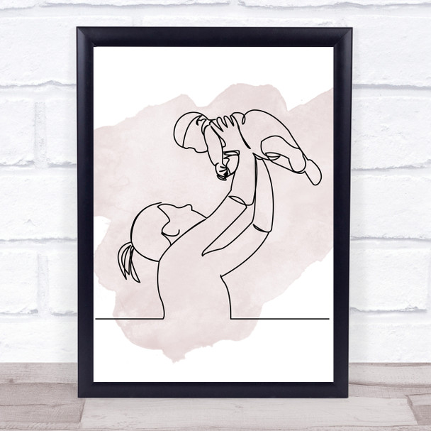 Watercolour Line Art Mother & Baby Decorative Wall Art Print