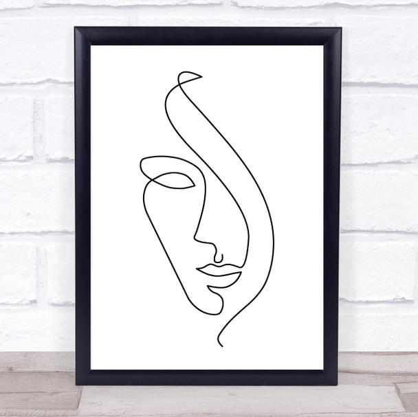 Black & White Line Art Face Swirl Decorative Wall Art Print