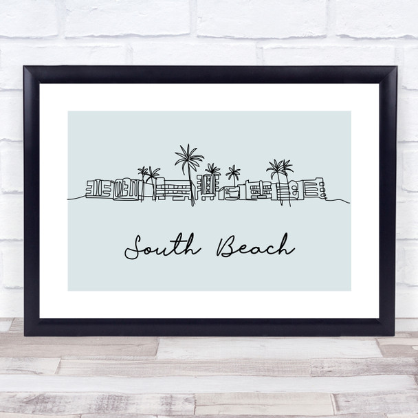 Block Colour Line Art South Beach Decorative Wall Art Print