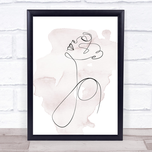 Watercolour Line Art Lady Outline Decorative Wall Art Print