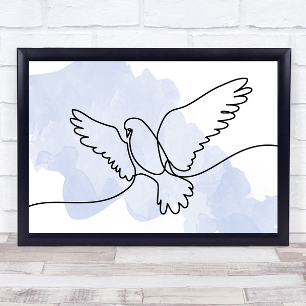 Watercolour Line Art Pigeon Bird Decorative Wall Art Print