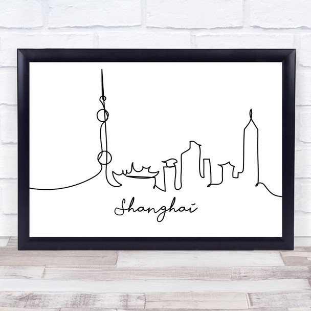 Black & White Line Art Shanghai Decorative Wall Art Print