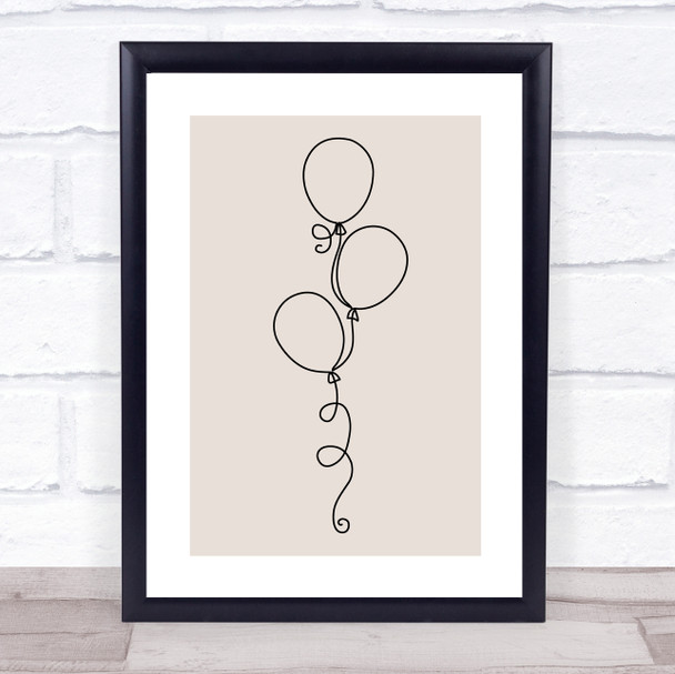 Block Colour Line Art Balloons Decorative Wall Art Print