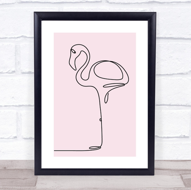 Block Colour Line Art Flamingo Decorative Wall Art Print