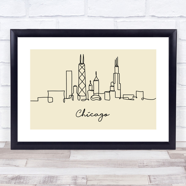 Block Colour Line Art Chicago Decorative Wall Art Print