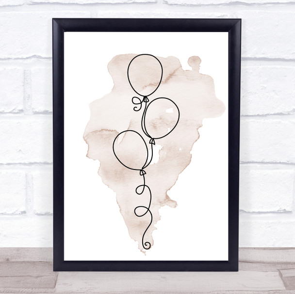 Watercolour Line Art Balloons Decorative Wall Art Print