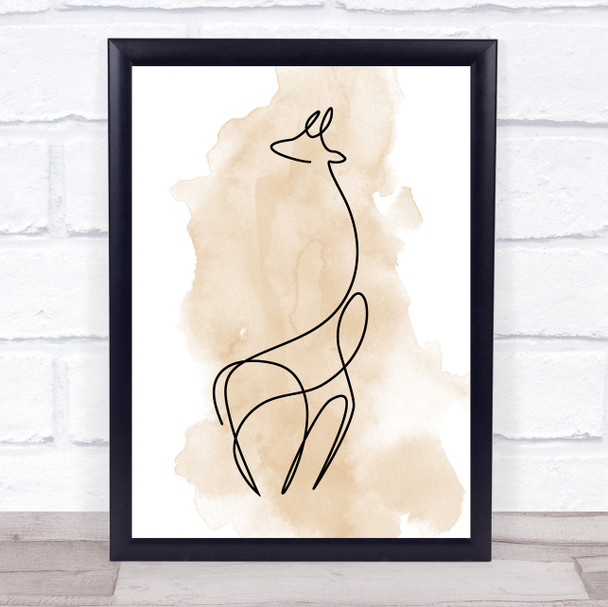 Watercolour Line Art Giraffe Decorative Wall Art Print