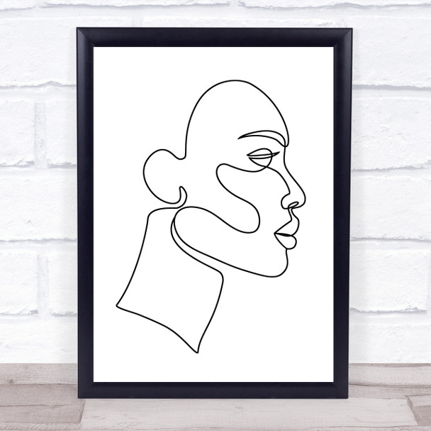 Black & White Line Art Face Decorative Wall Art Print