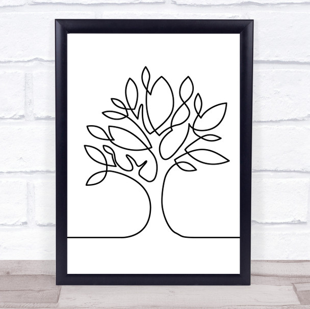 Black & White Line Art Tree Decorative Wall Art Print