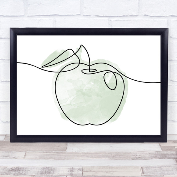Watercolour Line Art Apple Decorative Wall Art Print