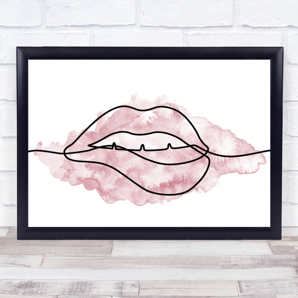 Watercolour Line Art Lips Decorative Wall Art Print