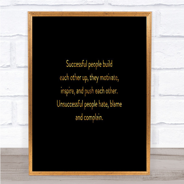 Successful People Motivate Quote Print Black & Gold Wall Art Picture